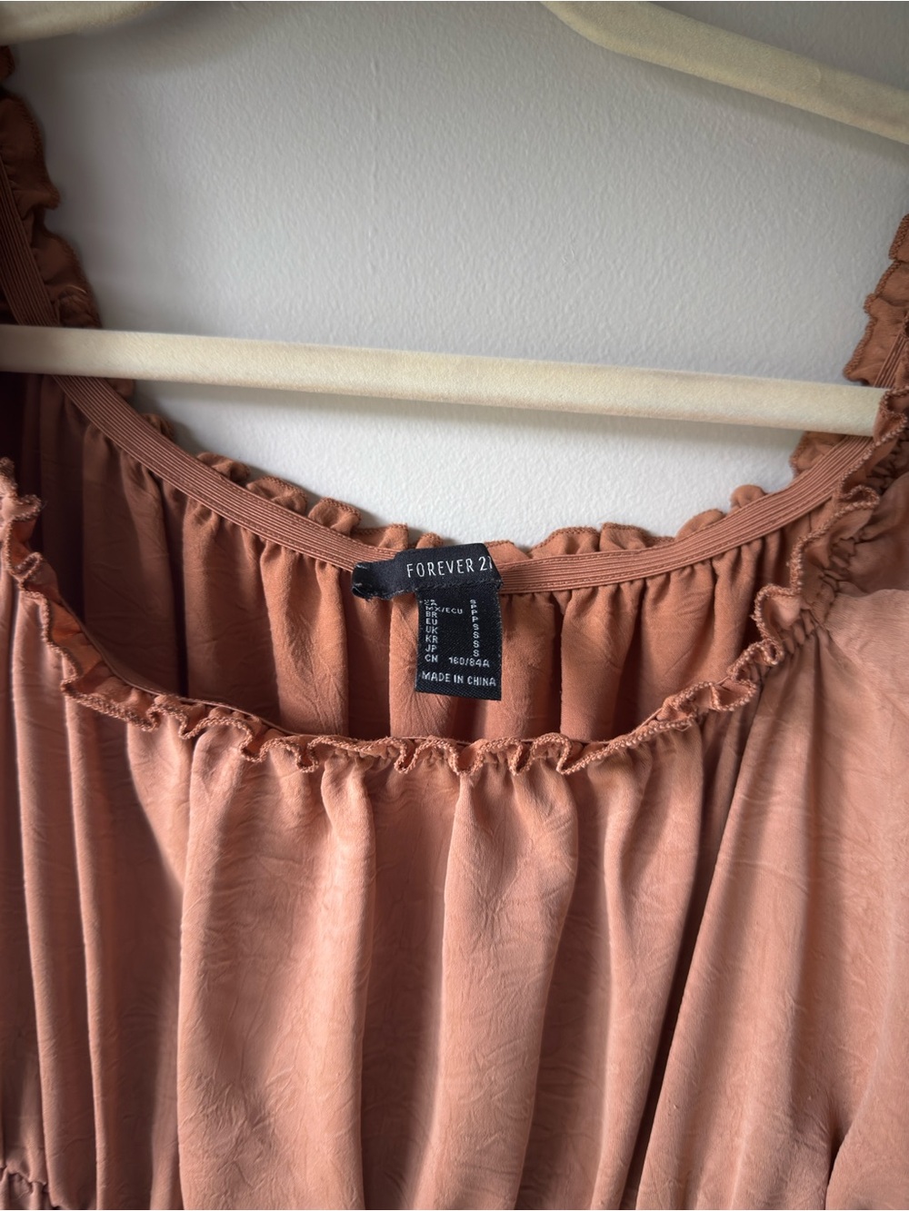 Forever 21 Rust-Toned Smocked Tiered Midi Dress - Picture 3 of 6